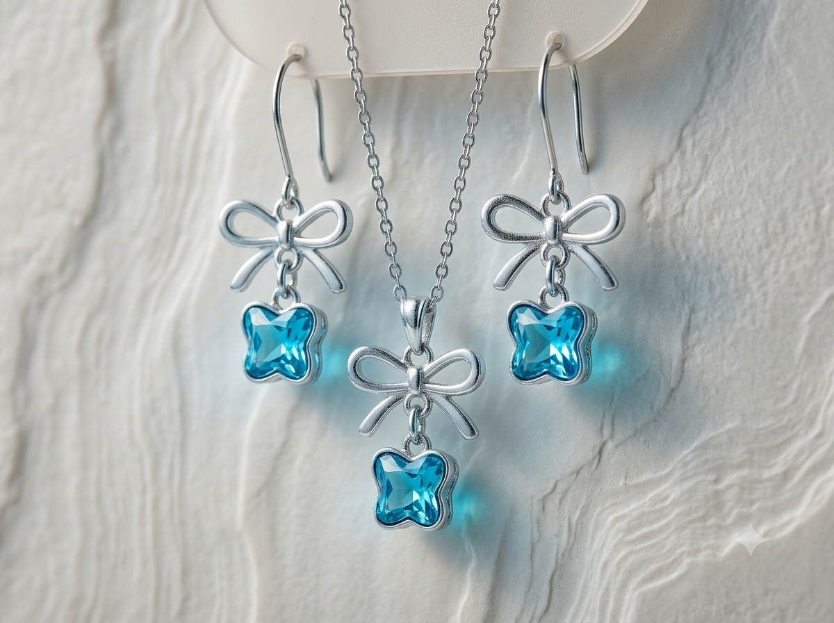Silver plated artificial pendant set with minimal design