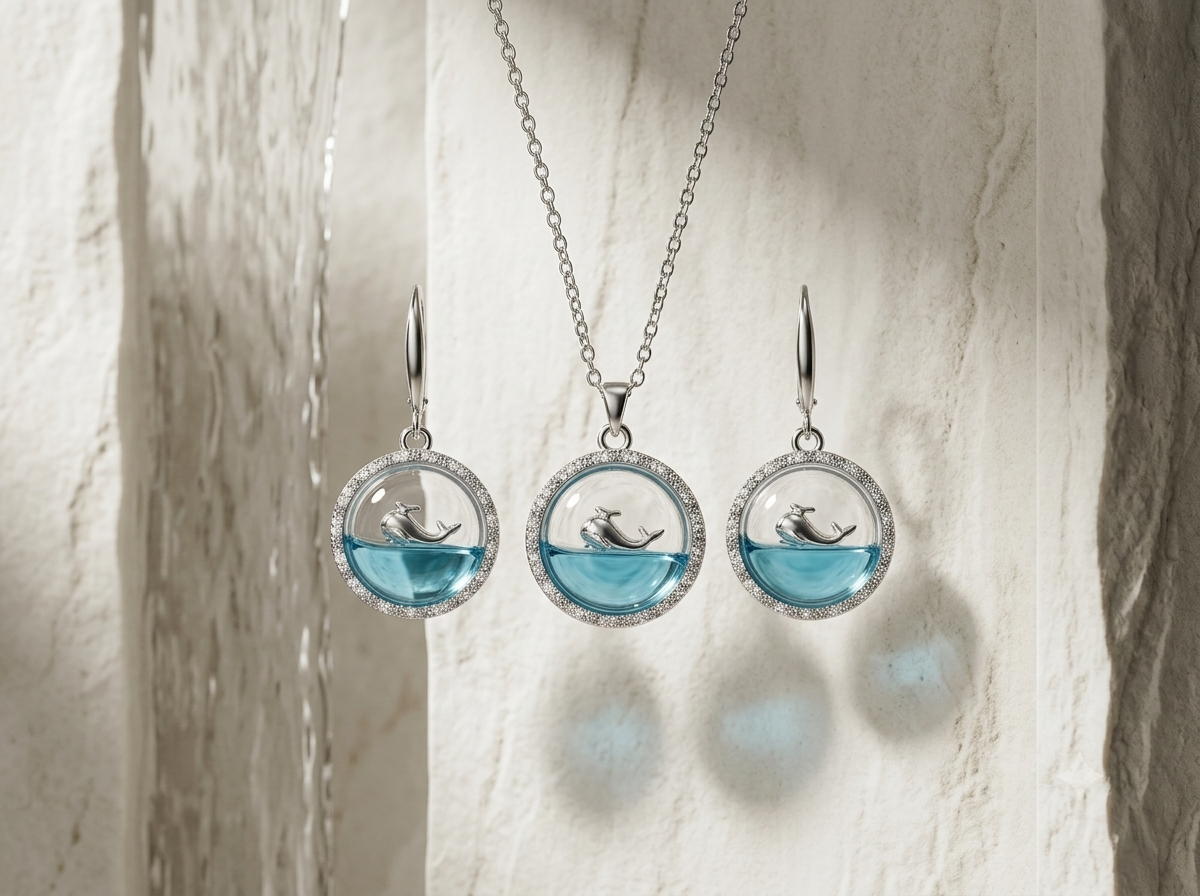 Silver plated artificial pendant set with minimal design