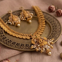 Plated with Silver-Toned White Cubic Zirconia studded Necklace and Drop Earrings Jewellery Set for women