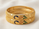 Gold-Plated Peacock Meenakari Cutwork Bangle Set (Pack of 2)