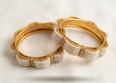 Gold-Plated Scalloped Pearl Bangle Set (Pack of 2 Kangan)