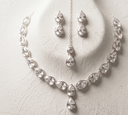 Silver Plated Pear Cut American Diamond Necklace Set with Matching Earrings and Maang Tikka